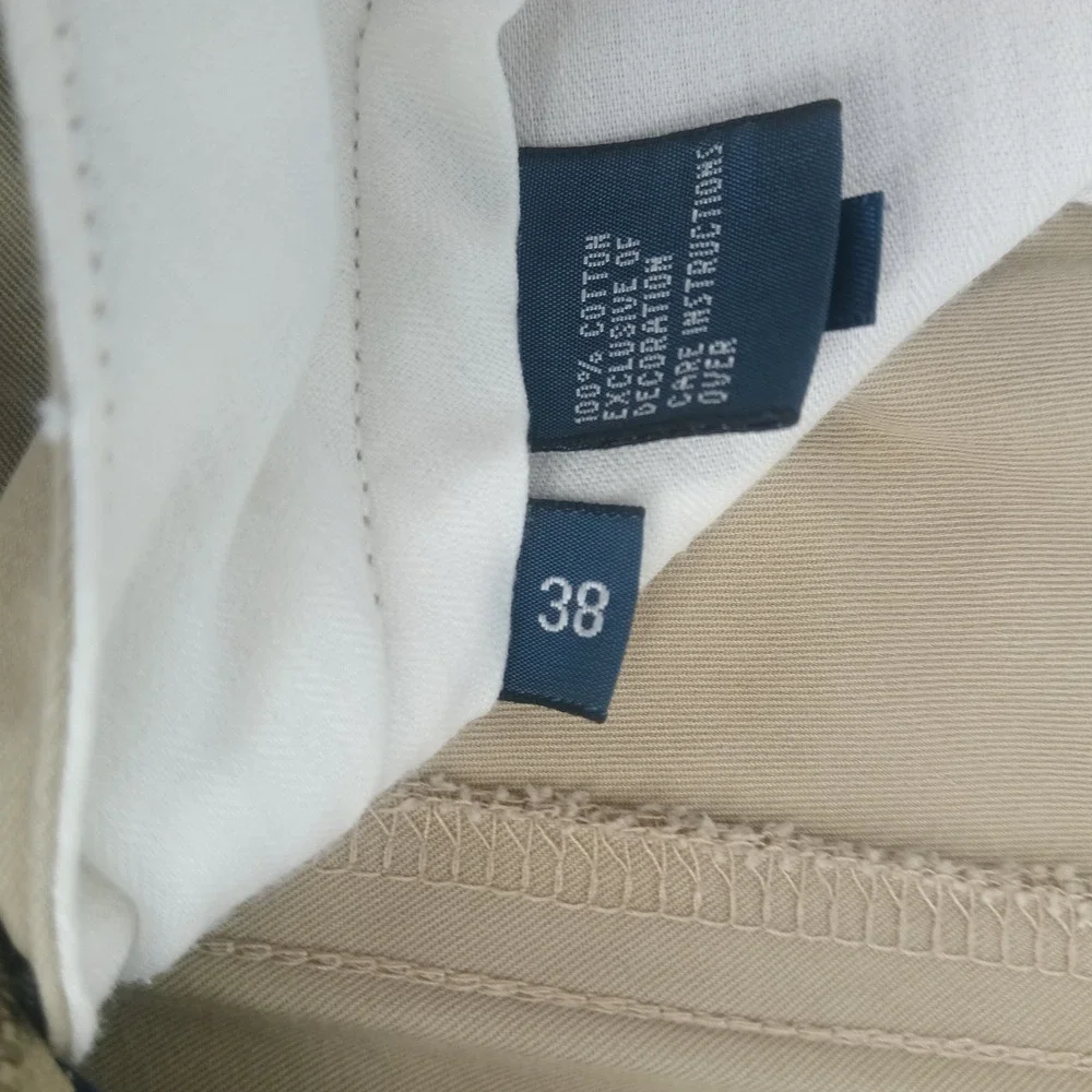 Polo Ralph Lauren Mens 38 Khaki Chino Shorts Cotton Twill Flat Front Pony Logo